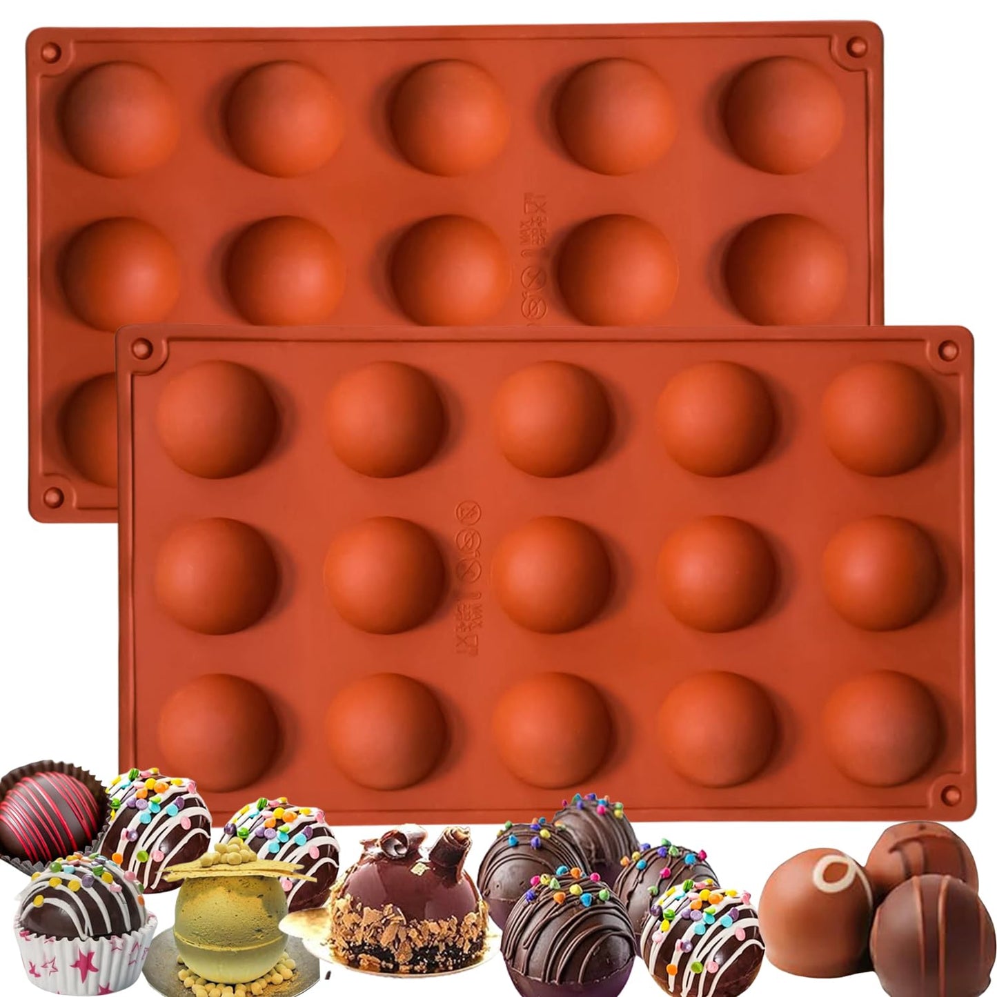 ENBRWAS Silicone Chocolate Molds 4-Pack, 60 Assorted Cavities