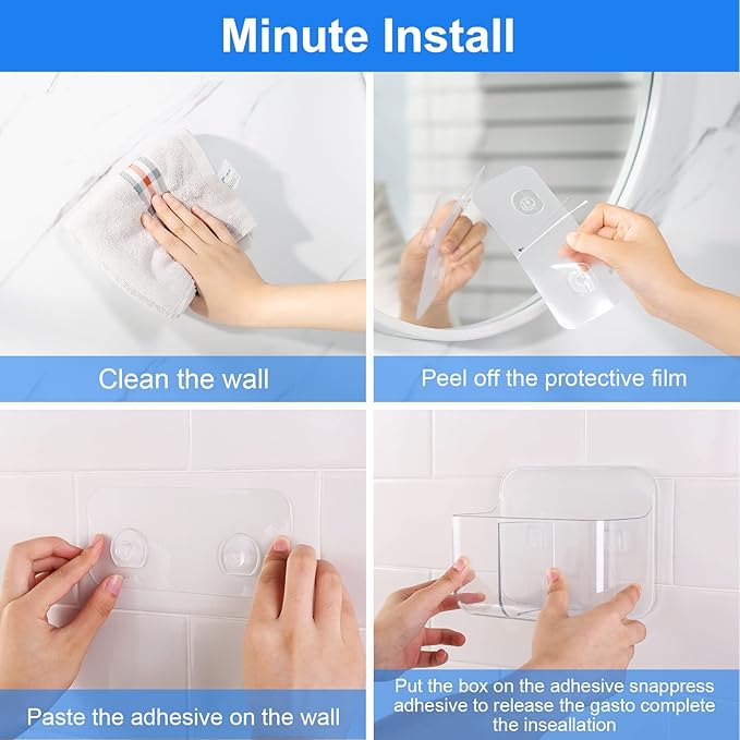 Diesisa Acrylic Wall Mount Organizer, Self Adhesive Organizer for Wall, Cabinet Door Organizer, No Drilling Hang Walls, with 2 Compartments, for Bathroom, Pantry, Kitchen, Utility Room