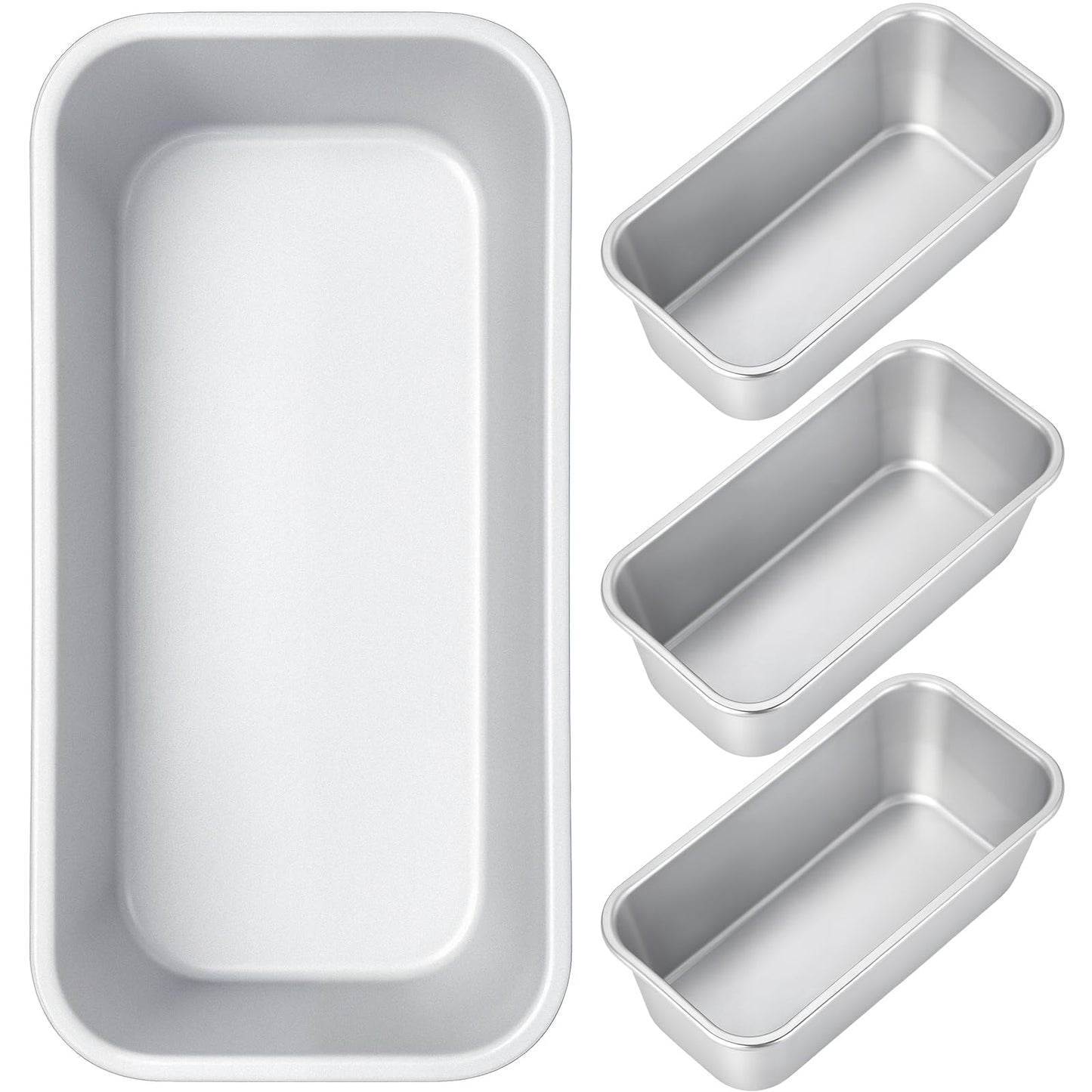 Patelai 4 Pack Small Loaf Pans for Baking Bread, Black, 7.3 x 3.8 In