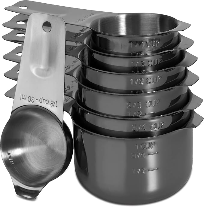 6-Piece 18/8 Stainless Steel Measuring Spoons Set, Dark Gray