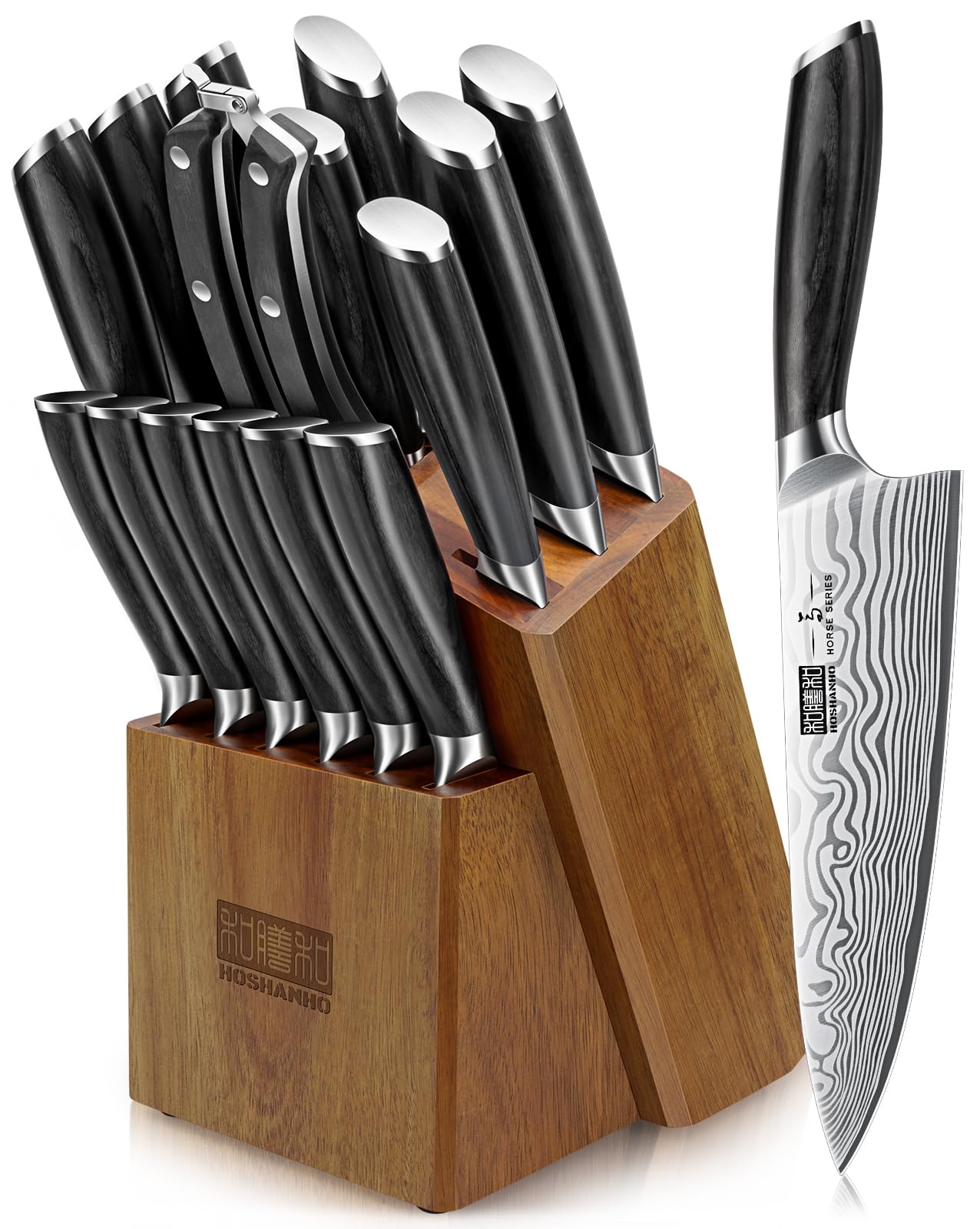 HOSHANHO 5 Pieces Knife Set, High Carbon Powder Steel Forged Chef Knife Set