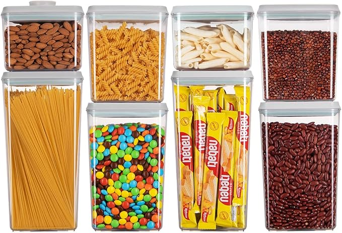 Ankou Airtight Food Storage Container with Pop Lid & 130ml Scoop, 4L/4.2qt *2 BPA-Free Cereal, Rice, Flour, Pasta & Snack Container, Stackable & Durable,Kitchen Pantry Organizer