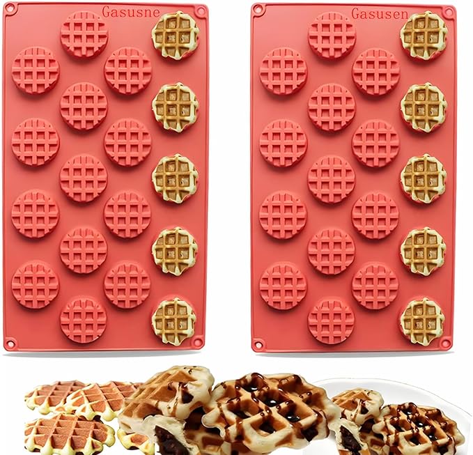 Silicone Waffle Mold Set, 2PCS/Set 18/20 Cavity Mini Silicone Waffle Mold Waffle Making Mold, Non-stick Cake Cookie Chocolate Making Mold for Baking