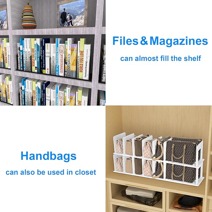 Adjustable Vertical File Sorter Sturdy Plastic Expandable Upright File Holder, Desktop Binder Organizer, School Office Organization Bookshelf Divider, Assemble Easily Endlessly, Black