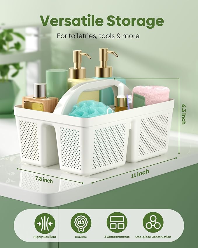 4 PCS Portable Shower Caddy, Integrated Handle, Reinforced Plastic, Organizer Storage Bathroom Supplies and Beauty Products, Cleaning Supplies, Shower Basket for Home, Dorm, Shelf and Cabinet