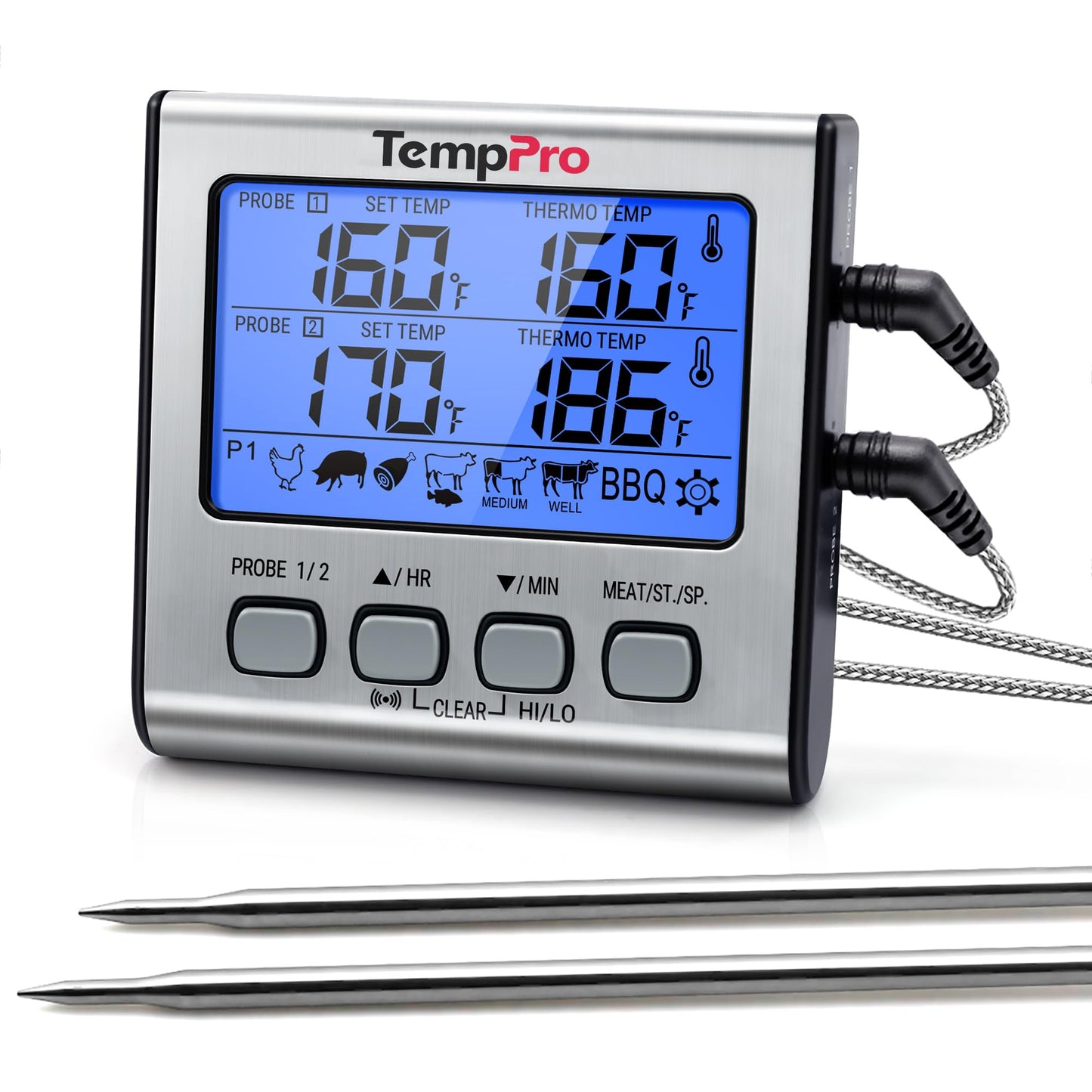 TempPro TempTrack Digital Meat Thermometer with 4 Temperature Probes