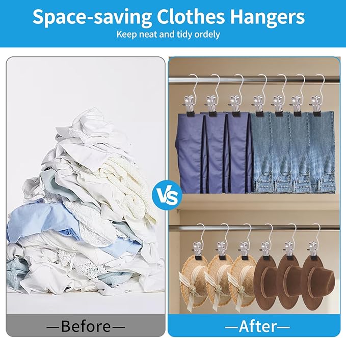 30 Pack Heavy Hanger Clips for Closet, Laundry Hooks Hanging Clips with, Clothespin for Clothes Pants,Clothes Pins Multi-Purpose Clip Big Hangers & Pants Clip Hangers for Hats Socks Towels Travel