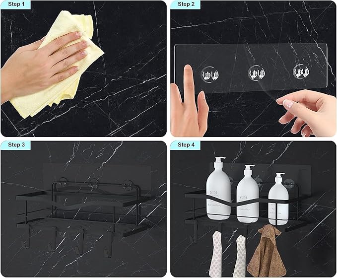 4pcs Shower Caddy Adhesive Replacement,Shower Shelves Adhesive Strip Pad Shower Organizer Sticker Replacement Bathroom Heavy Duty Strong Sticky Wall Adhesive