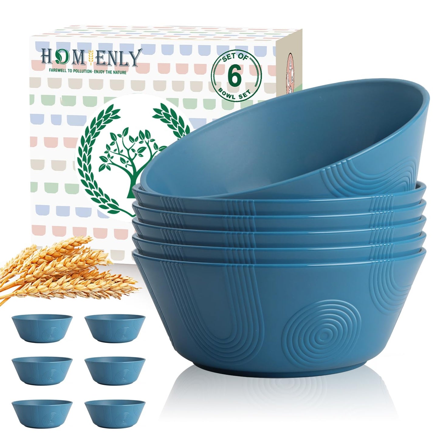 Homienly Wheat Straw Dipping Bowls Set of 6, 4.5oz Small Dessert Bowls, Unbreakable Dip Bowls & Sauce Bowls, Small Bowls for Dips, Mini Prep Small Bowl for Soy Sauce & Sides, 6 Color