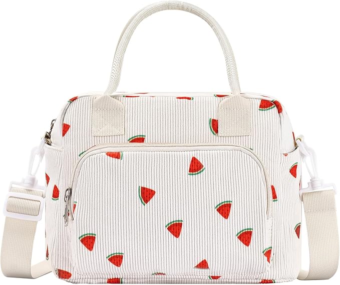 Lunch Bag Women Lunch Box for Women Adult Cute Insulated Lunch Bag Lager Cooler Lunch Tote Bags for Work Picnic (Beige-Watermelon)