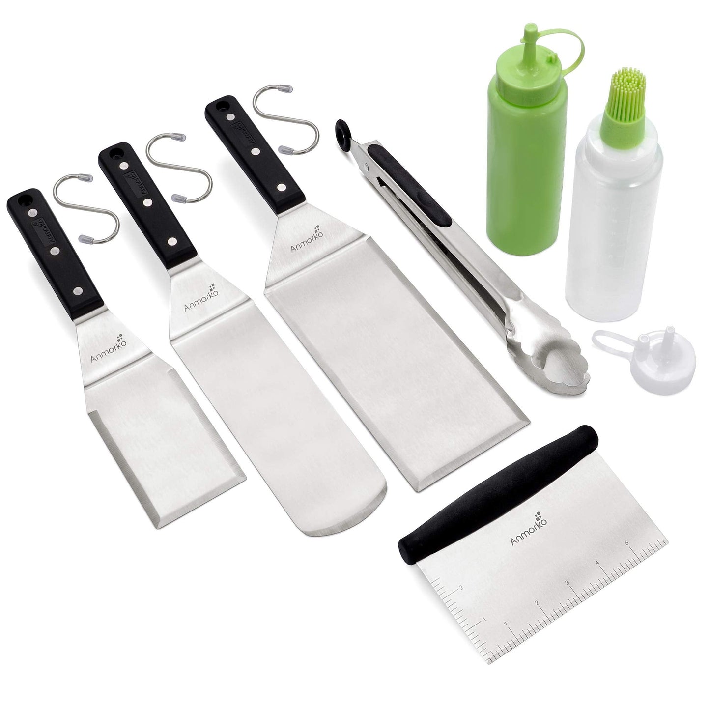 Metal Spatula Griddle Accessories Set - Griddle Scraper Flat Spatula Pancake Flipper Hamburger Turner - Metal Utensil great for BBQ Grill Flat Top Cast Iron Griddle - Commercial Grade