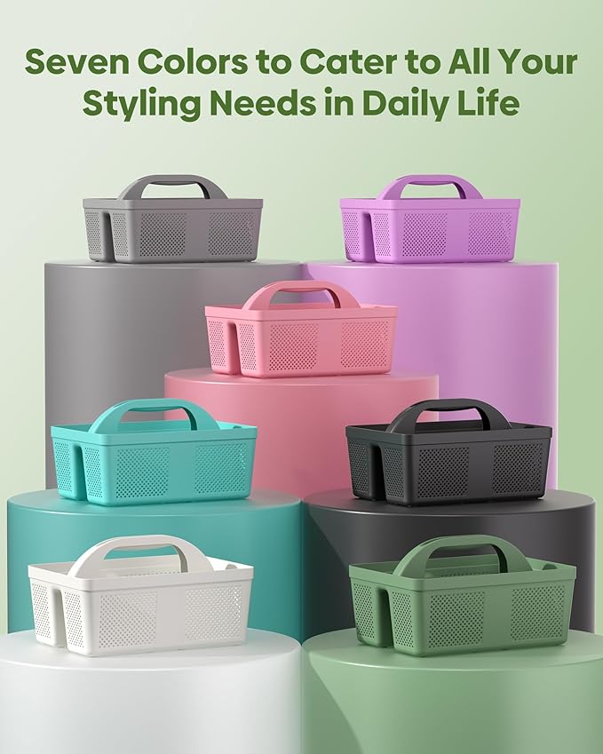 4 PCS Portable Shower Caddy, Integrated Handle, Reinforced Plastic, Organizer Storage Bathroom Supplies and Beauty Products, Cleaning Supplies, Shower Basket for Home, Dorm, Shelf and Cabinet