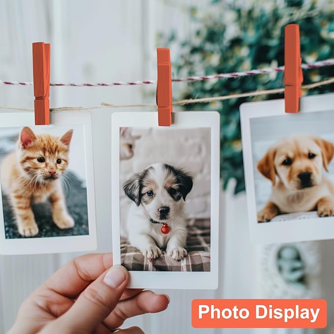 Colored Clothes pins 2.9inch 50PCS Orange, Colorful ClothesPins Wooden Clips for Photos Pictures Decorative Crafts, Decoration clothespins Clothing Hanging clothespins
