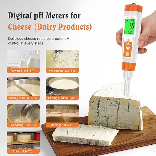 YINMIK Smart pH Meter Solid Food pH Tester with Stainless Steel Blade