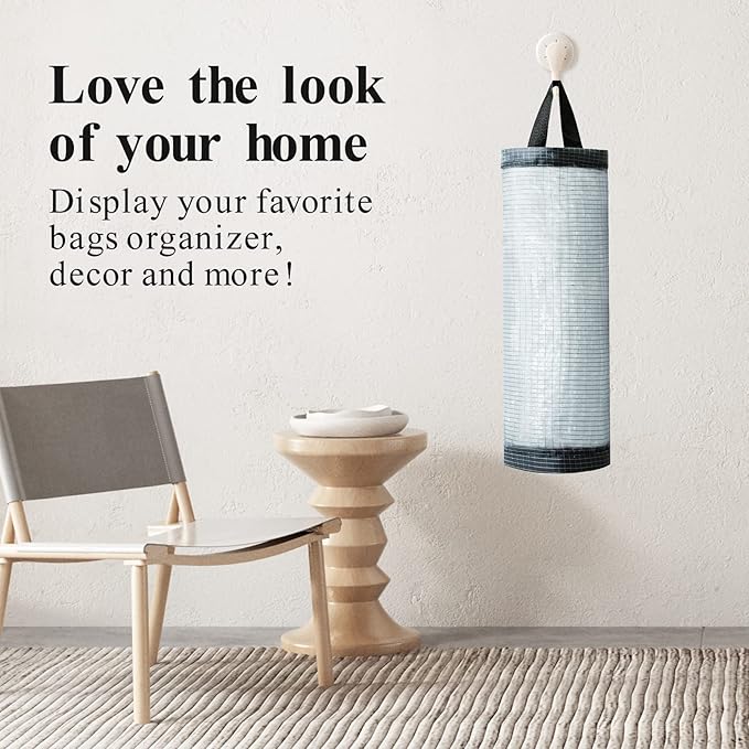 TOGETRUE Plastic Bag Holder, Mesh Grocery Bag Holder Hanging Storage Bag Dispenser (Dark Grey 2 Packs)