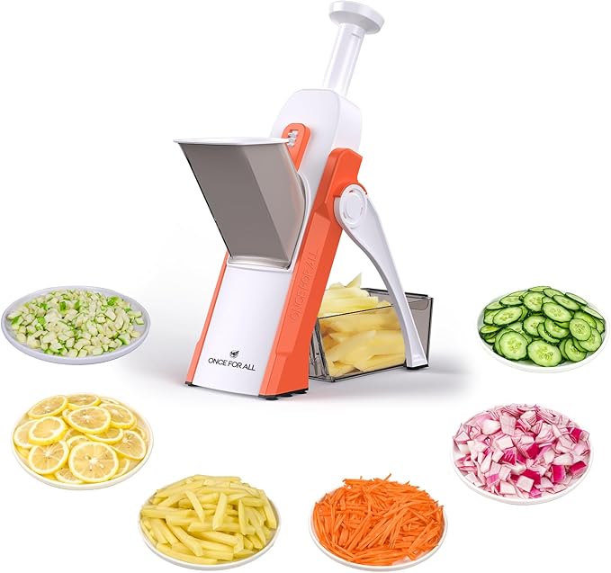 ONCE FOR ALL Mandoline Slicer for Kitchen, All in 1 Veggie Slicer, Orange