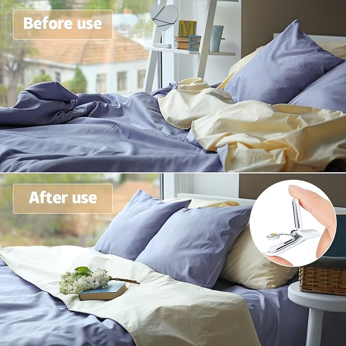 Patelai 24 Pieces Padded Comforter Clips White Duvet Clips Padded Blanket Fasteners to Secure Bedding for Preventing Comforters From Shifting Inside Duvet Cover, Sweet Sleeping