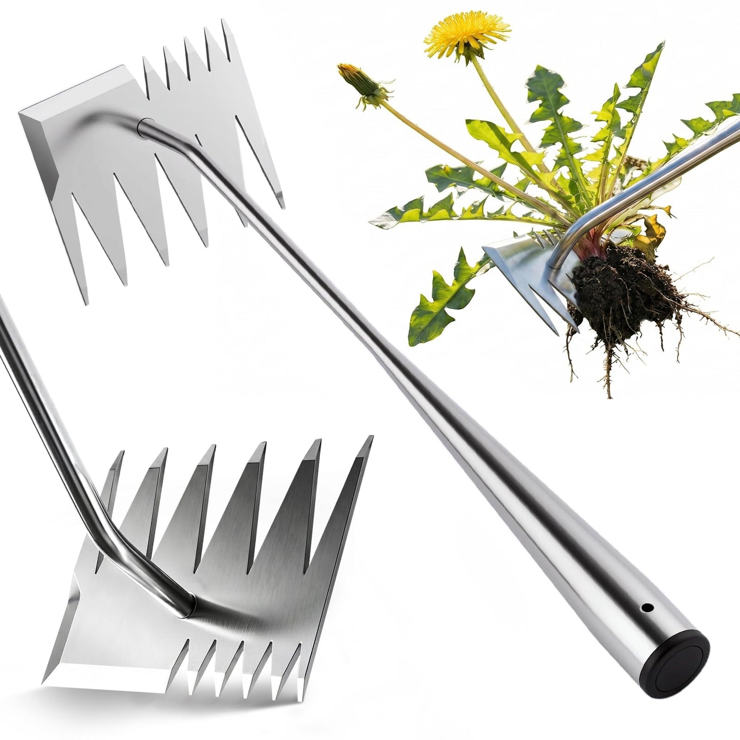 Weed Puller Tool, Heavy-Duty Stainless Steel Garden Hand Weeding Tool