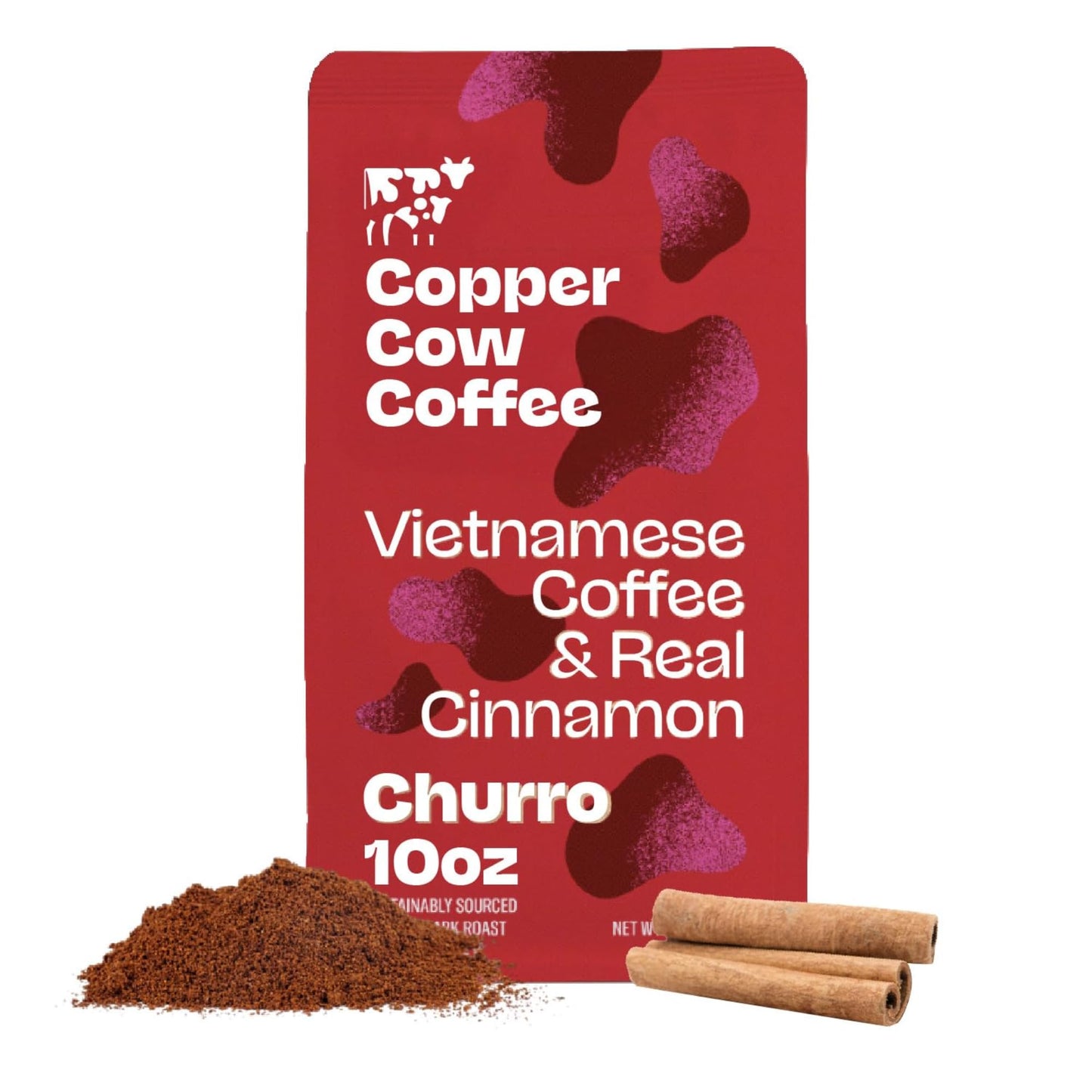 Copper Cow Coffee Classic Vietnamese Ground Coffee, Dark Roast, 10oz Bag