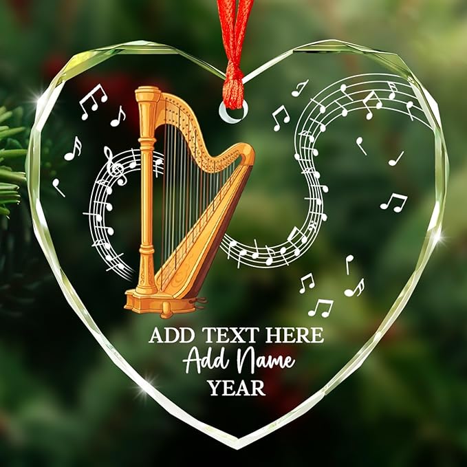 Personalized Oboist Christmas Glass Ornament 2026, Oboe Teacher Christmas Tree Ornaments, Custom Text Name & Year Oboe Ornament Gift for Student Friend, Musical Instruments Xmas Decorations