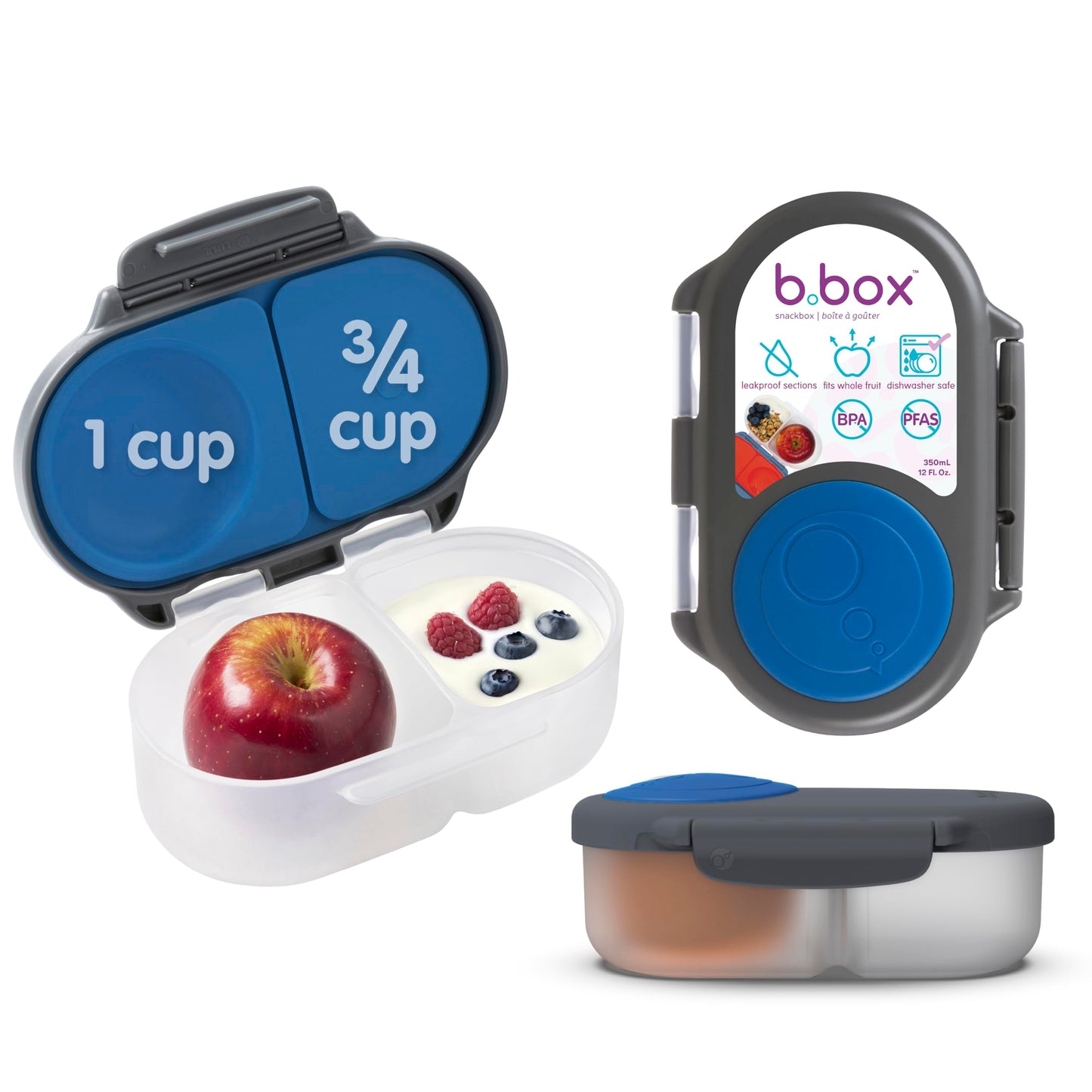 b.box Snack Box 2-Pack, Snack Containers for Kids, 1.75 Cup Kids Lunch Box