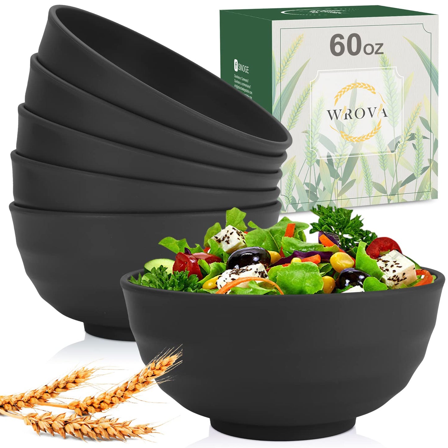Wrova wheat straw small bowls 10oz set of 8 - Unbreakable Dessert Bowls for kids - Mini Bowl Sets for Ice Cream,Snack and Fruits - Microwave & Dishwasher Safe Appetizer Bowls (Deep Grey)