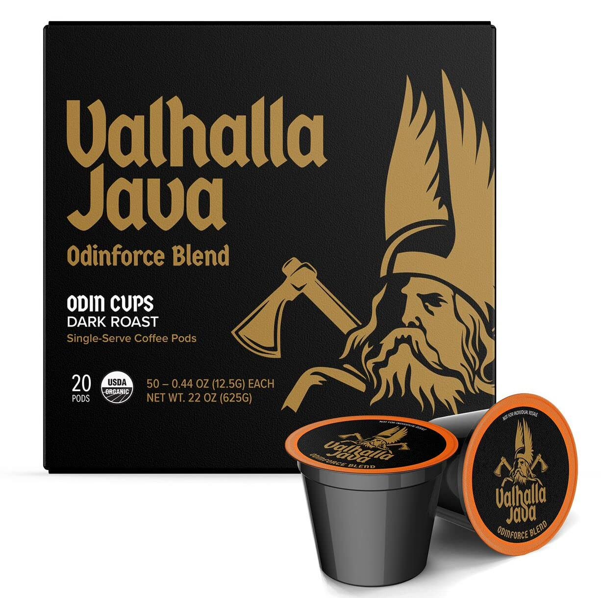 Death Wish Coffee Valhalla Java Medium-Dark Roast Pods, Organic, 50 Count