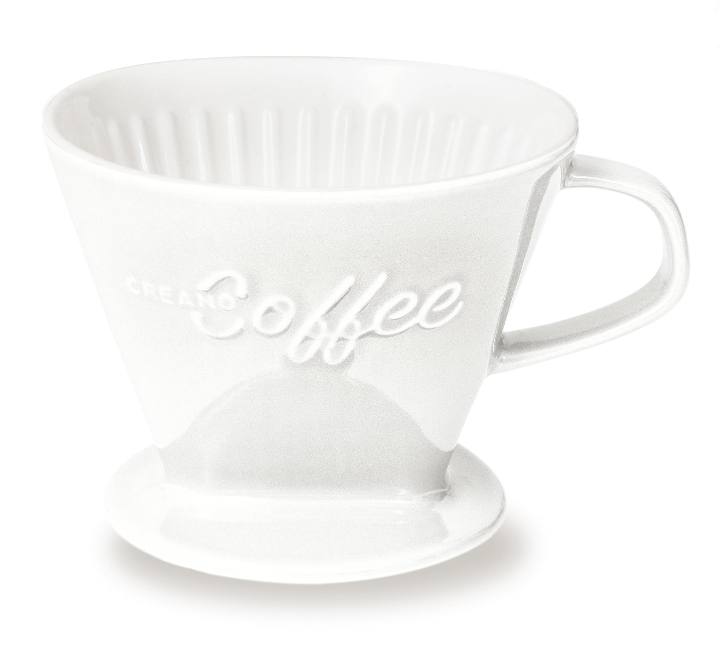Creano XXL Porcelain Coffee Dripper Blue - Ceramic Cone Brewer - Pour Over Coffee Maker - Filter Size 4 - huge and heavy quality 800gr/28oz - 6 Colours availeble