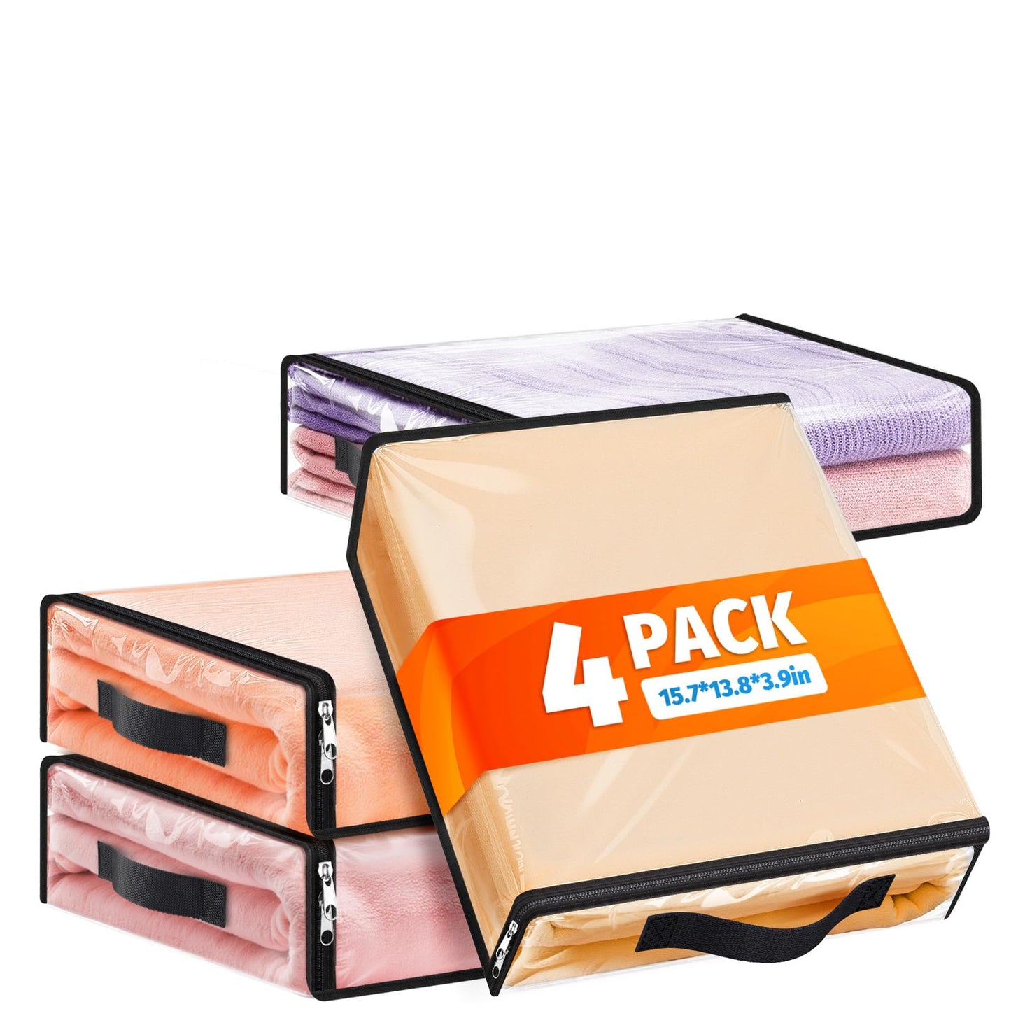 SpaceWhisper Clear Sheet Storage Bags, 6 Pack, 15.7 x 13.8 x 3.9 in