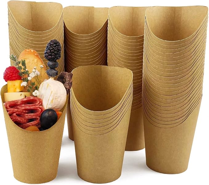 CAMKYDE 100 Pcs French Fries Holder, 12oz Disposable Paper French Fry Cups Black Charcuterie Cups for all Occasions (12oz, Black)