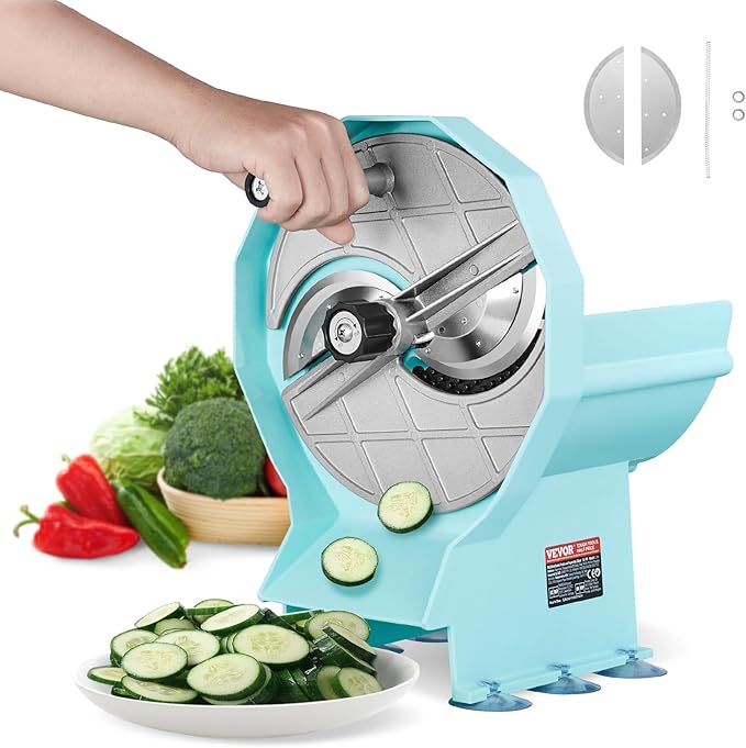VEVOR Electric Vegetable Slicer, 0-0.5"/0-12mm Thickness Adjustable Commercial Slicer Machine, Convertible to Manual, Stainless Steel Food Cutter Slicing Machine, for Potato, Lemon, Tomato, Apple