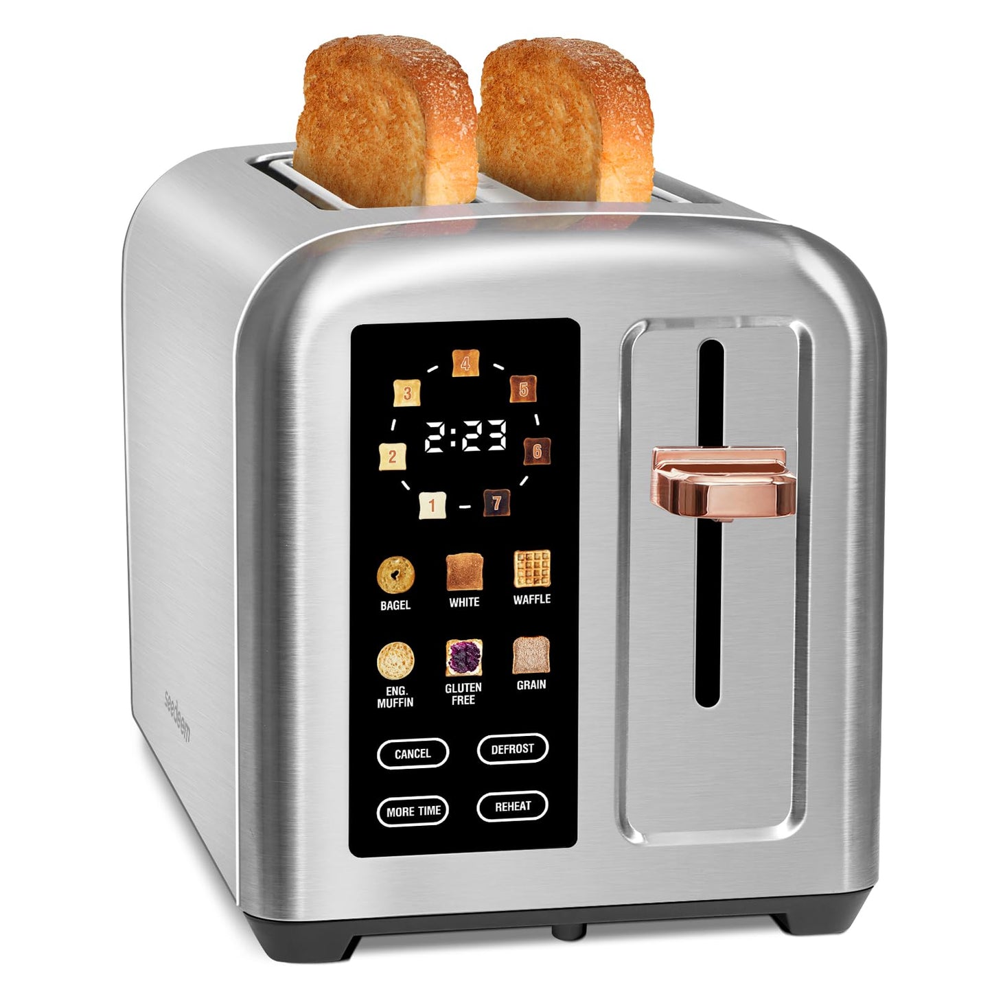 SEEDEEM Touchscreen Toaster 2 Slice, 7 Shade, Stainless, 1350W Grey