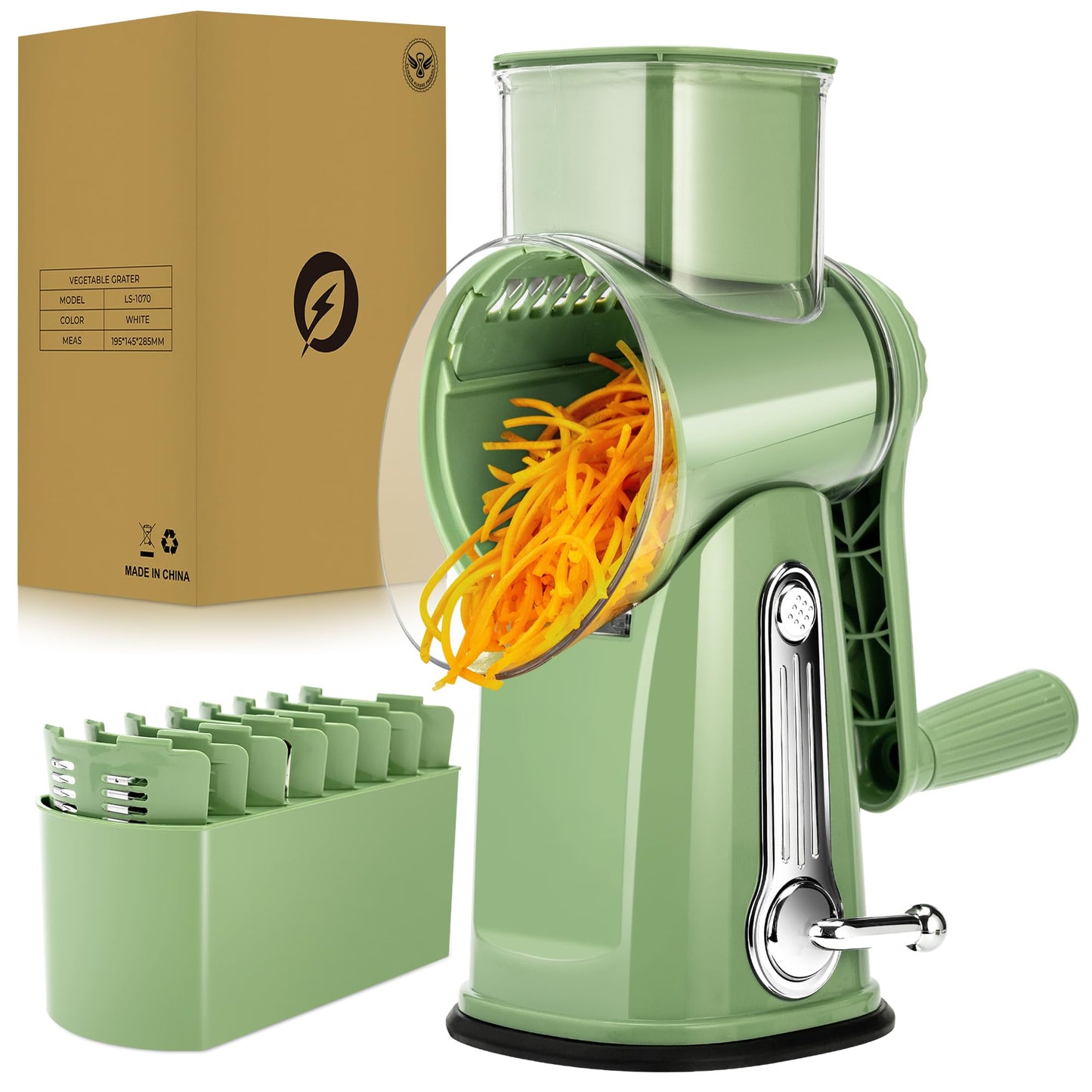 SUSTEAS Rotary Cheese Grater 5 Blades,Kitchen Mandoline Vegetable Slicer