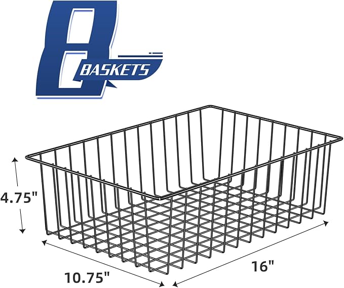 Simple Trending 8 Pack Large Metal Wire Baskets for Storage, Black