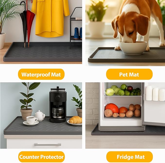 TigeJoy Under Sink Mats for Kitchen Waterproof, Leak-Proof Silicone Mat Sink Protector and Cabinet Liner, Kitchen Essentials Organizer and Storage 22" x 19" White