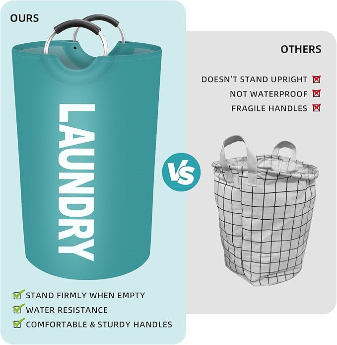 StorageRight 75L Large Laundry Basket, Laundry Hamper, Dirty Clothes Hamper for Laundry, Collapsible, Waterproof Laundry Baskets with Foam Protected Aluminum Handles for Laundry, Dorm, Family (Green)