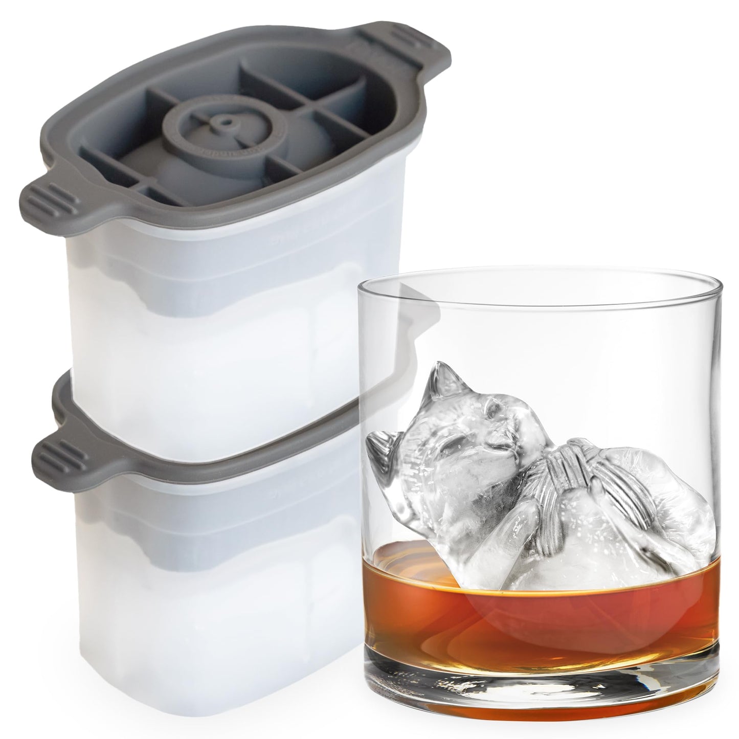 Tovolo Bulldog Ice Cube Mold Pack of 2 Craft Ice Cube Molds for Whiskey Bourbon Cocktails, Easy Fill Funny English Bull Dog Shaped Ice Cube Gifts for Bulldog Lovers, Dishwasher Safe BPA Free Silicone