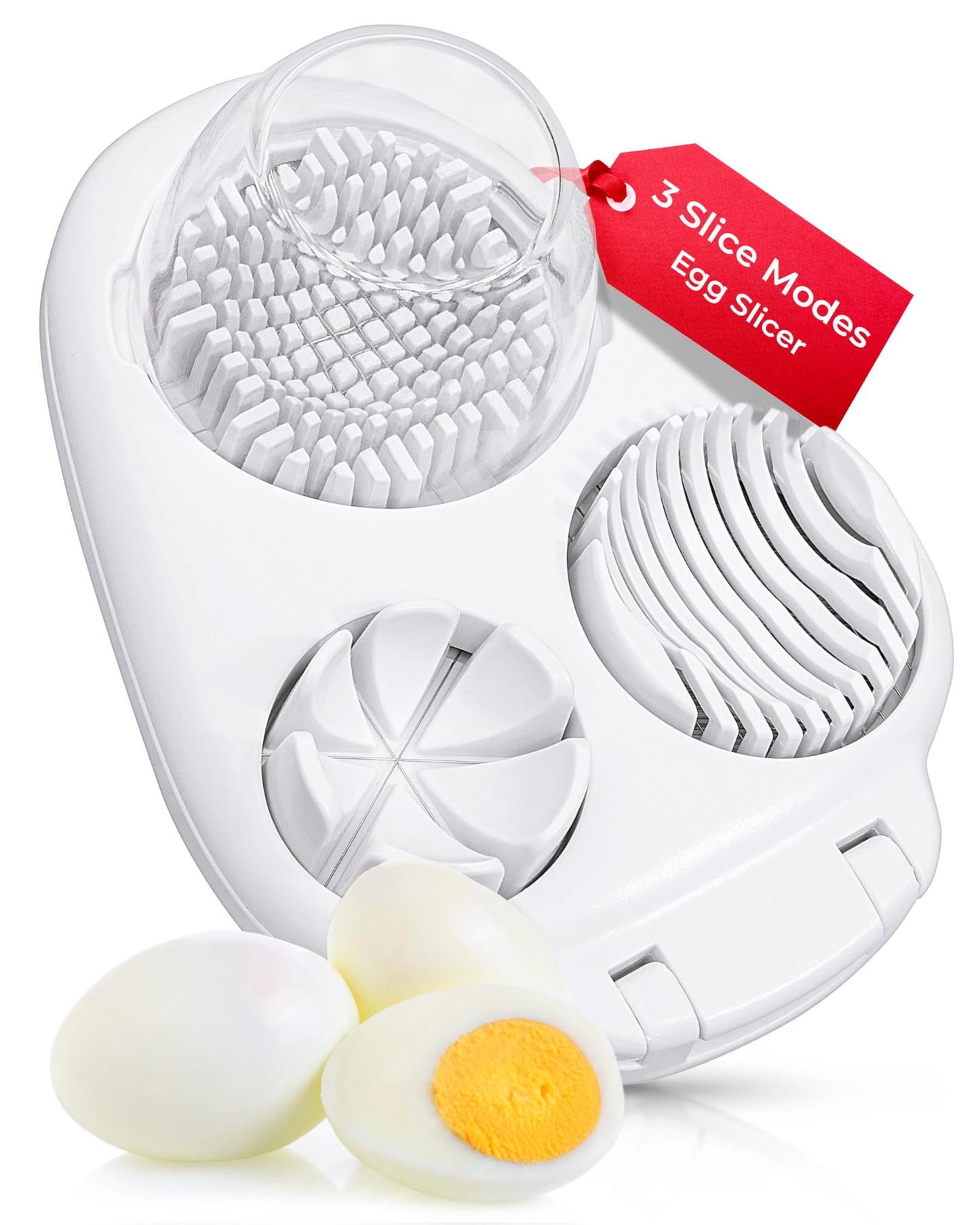 Egg Slicer for Hard Boiled Eggs - 3 Slice Modes Egg Cutter, Dicer, Chopper