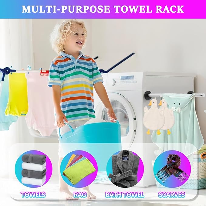 ULIBERMAGNET Magnetic Double Towel Bar, Adjustable Silver Heavy Duty Towel Holder, 22LB Capacity Non-Slip Magnetic Dishcloth Rod Rack for Refrigerator, Dishwasher, Laundry, RV, Kitchen