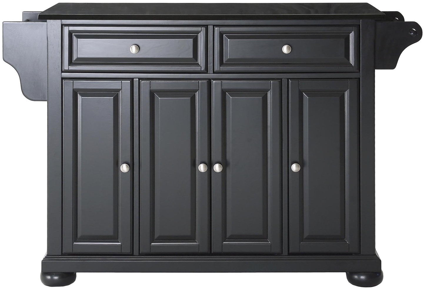 Crosley Furniture Alexandria Wood Top Rolling Kitchen Island Storage Cart, Microwave Stand, Spice Rack, Black