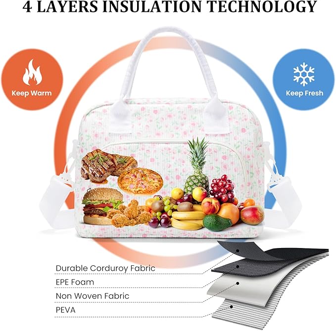 MEXS Insulated Lunch Bag for Women Men Large Reusable Lunch Box Adult Leakproof Portable Cooler Tote Bags for Work Picnic