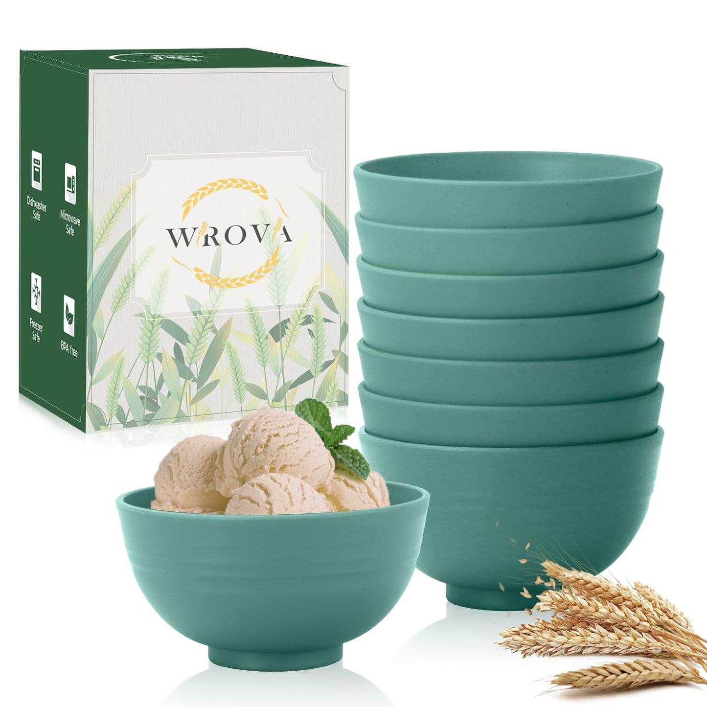 Wrova wheat straw small bowls 10oz set of 8 - Unbreakable Dessert Bowls for kids - Mini Bowl Sets for Ice Cream,Snack and Fruits - Microwave & Dishwasher Safe Appetizer Bowls (Deep Grey)