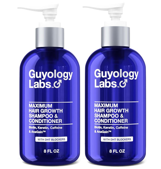2 x Hair Growth Shampoo For Men - With Conditioner for Thinning Hair - Natural DHT Blockers To Reduce Hair Loss - Biotin and Keratin Best for Growth and Thickening - Made in USA