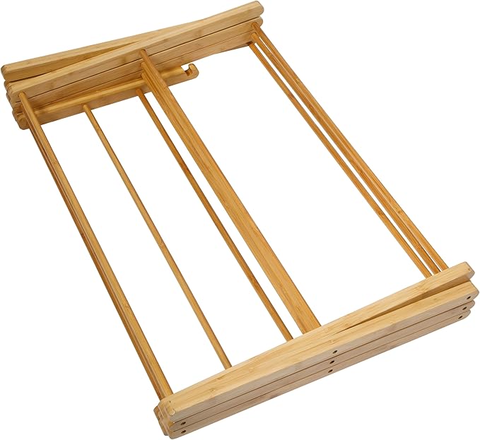 Gibson Home Riverrun Foldable Bamboo Drying Rack for Clothes & Towels – 2-Tier Collapsible Laundry Drying Rack, Space-Saving Air Dry Stand for Clothes, Towels, Blankets, etc for Indoor & Outdoor Use
