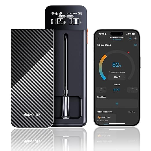 GoveeLife Smart Wireless Meat Thermometer Digital 4 Probes with App Alarm