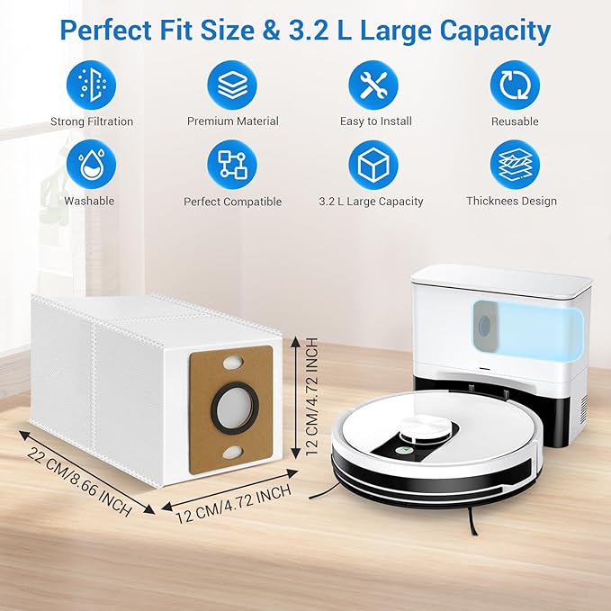 Bluevisk 14 Pack A30 Pro Dust Bags for ILIFE A12 Pro/A30 Pro/V9/V9 Pro/Robot Vacuum Bags 3.2 L Large Capacity Heavy Duty Bags for Home Vacuum