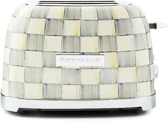 MACKENZIE-CHILDS 2-Slice Toaster, Decorative Toaster for Kitchen, Black-and-White Courtly Check