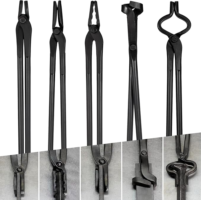 V-SEK Blacksmith Tongs - V-Bit, Flat, Blade, Square Jaw, Wolf Jaw (5PCS)