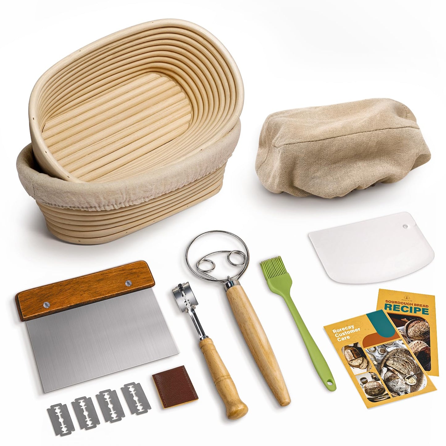 Rorecay Wood Pulp Banneton Bread Proofing Baskets, Set of 2, 9 Inch Round