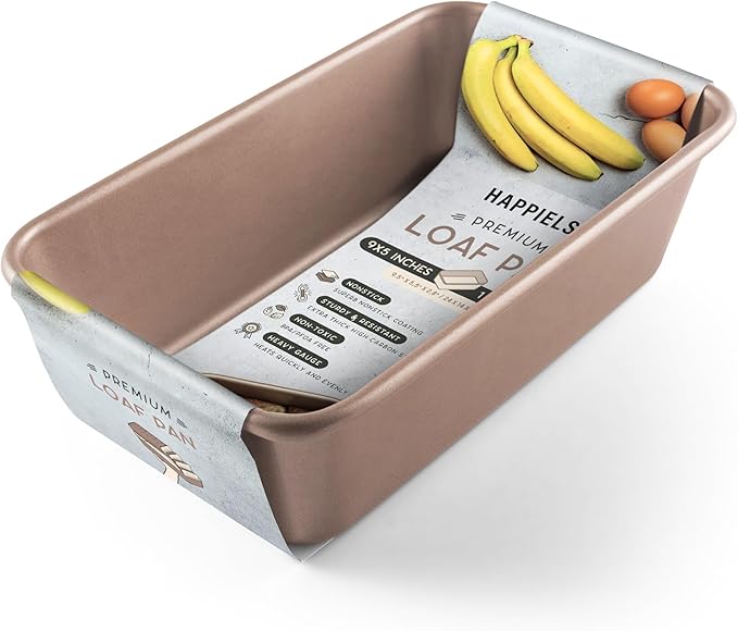 HAPPIELS 5 x 9 inch Nonstick Loaf Pan 1lb for Oven Baking, PFOA & BPA Free